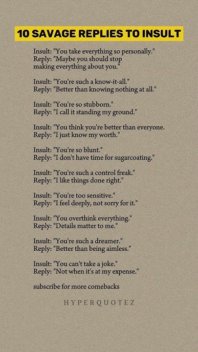 10 savage Replies to Insult ? How To Savage Reply, Savage Lines For Enemy English, Funny Replies To What Are You Doing, How To Insult Someone, How Are You Replies, Savage Reply For Insult, Best Insulting Lines, Wyd Replies, Savage Replies For Insult