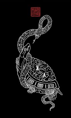 my tattoo to be (when I develop the cojones) Black Tortoise, Black Tortoise Tattoo, Chinese Turtle Tattoo, Taoism Tattoos, Black And Grey Foo Dog Tattoo, Asian Snake Tattoo, Taiwanese Dragon Tattoo, Snake Ukiyoe, Tortoise Tattoo