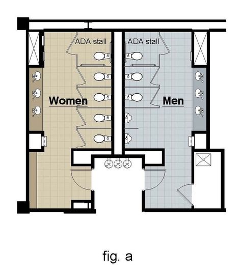 Public Restroom Design, Toilet Plan, Traditional Bathroom Remodel, Bathroom Layout Plans, Ada Bathroom, Public Bathroom, Bathroom Dimensions, Restroom Design, Bathroom Floor Plans