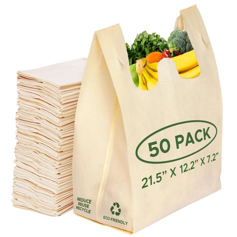 PRICES MAY VARY. Polypropylene Imported ✅ PREMIUM REUSABLE T-SHIRT SHOPPING AND GROCERY BAGS: Do your part to help the environment by using our premium, reusable shopping bags. With a sturdy and durable design, these eco-friendly bags can be used to carry products, gardening supplies, craft items, groceries, and more. Use them over and over again for all of your shopping needs. ✅ MADE WITH ECO-FRIENDLY, RECYCLED MATERIAL: Our durable, long-lasting t-shirt shopping bag is made with non-woven poly Utility Tote Bag, Eco Friendly Shopping Bags, Grocery Tote Bag, Grocery Shopping Bags, Reusable Gift Bags, Eco Friendly Bags, Grocery Tote, Grocery Bags, Tshirt Bag