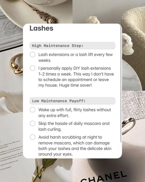 5 ways I’m “high maintenance” so I can stay “low maintenance” 99% of the time! Which one are you going to try? High Maintenance Routine, Maintenance Routine, Diy Lash Extensions, Self Care Bullet Journal, High Maintenance, Fav Quotes, Time Saver, Lash Lift, 2024 Vision