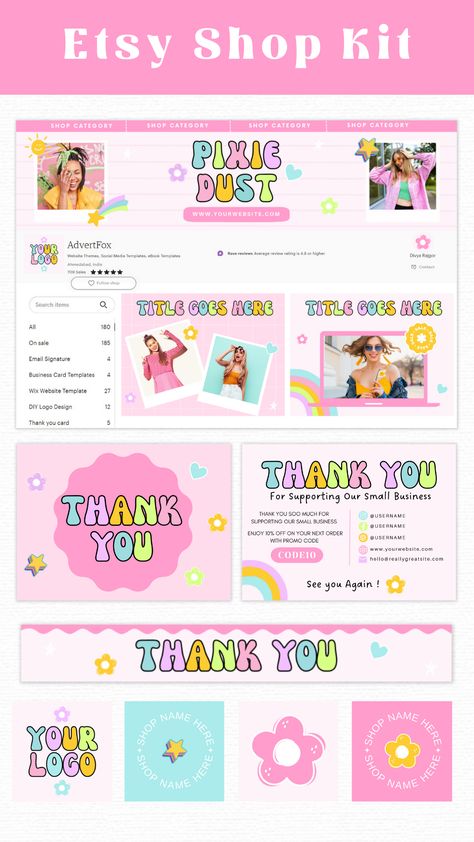 ⭐️What you will get⭐️
........................................................................
• 7 Shop Banner Templates
• 20 Listing Photo Templates
• 2 Order Receipt Banner Templates
• 6 Shop Icon Template
• 1 Thank You Card Template
• Video Tutorial Link to Edit in CANVA Canva Templates Ideas, Etsy Store Banner, Canva Hacks, Aesthetic Business, Etsy Shop Branding, Website Banner Design, Icon Template, Template Video, Store Banner