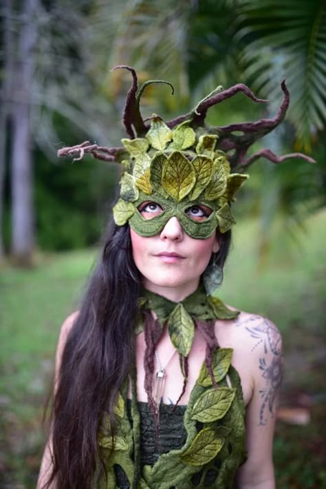 Dryad Costume, Crown Mask, Tree Costume, Fantasy Garb, Leg Wraps, Full Body Costumes, Duo Costumes, Recycled Dress, The Everglades