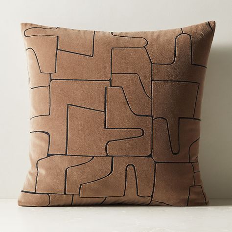 Black Pillows | CB2 Suede Throw Pillows, Living Room 2024, Brown Throw Pillows, Leather Throw Pillows, Silk Throw Pillows, Handwoven Tapestry, Square Pillows, Black Throws, Velvet Throw Pillow