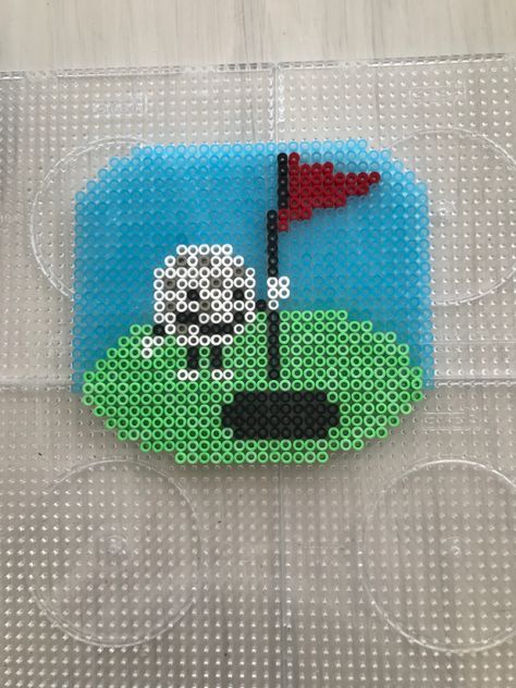 Golf Perler Bead Patterns, Funny Perler Beads Ideas, Golf Perler Beads, Funny Perler Beads, Funny Minecraft Videos, Bead Templates, Perler Art, Minecraft Videos, Perler Bead Designs