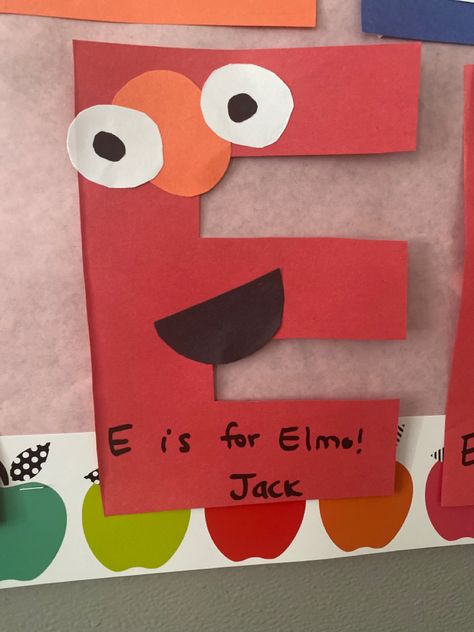 E is for Elmo toddler Activity Elmo Crafts For Preschoolers, E Crafts For Toddlers, Letter E Crafts For Toddlers, Letter E Crafts, Letter E Craft, Class Crafts, Crafts For Preschoolers, Crafts For Toddlers, E Craft