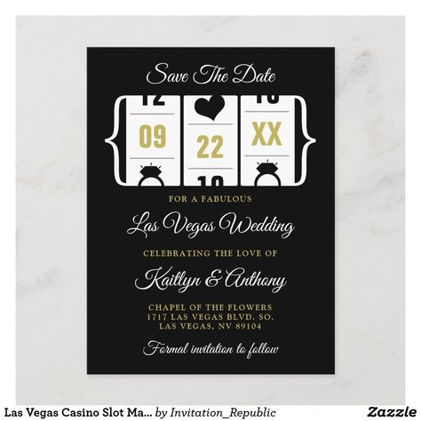 Vegas Save The Date Ideas, Vegas Save The Date, Vegas Wedding Invitations, Las Vegas Wedding Invitations, Casino Wedding, Las Vegas Casino, Classy Wedding Invitations, Las Vegas Blvd, Wedding Invitations Zazzle