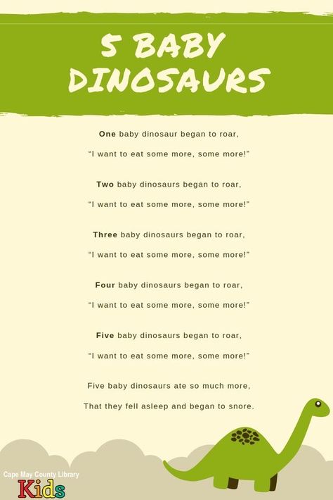 Dinosaur Shapes, Dinosaur Songs, Preschool Poems, Nursery Rhymes Lyrics, Daycare Themes, Library Programming, Children Songs, Dinosaurs Preschool, Kindergarten Songs