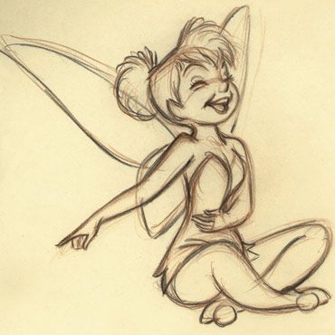 The original Tinkerbell was a brat, and I loved that about her. It made her seem so real instead of perfect. Her brattiness was a huge part in Peter Pan. Now because Disney can't think of any other ideas they made her nice and have 3 billion sequels. Stay real Tink! Art Sketches Doodles, Disney Sketches, Disney Drawings, Disney Animation, A Drawing, Disney Magic, Art Drawings Sketches, Disney Art, Character Drawing