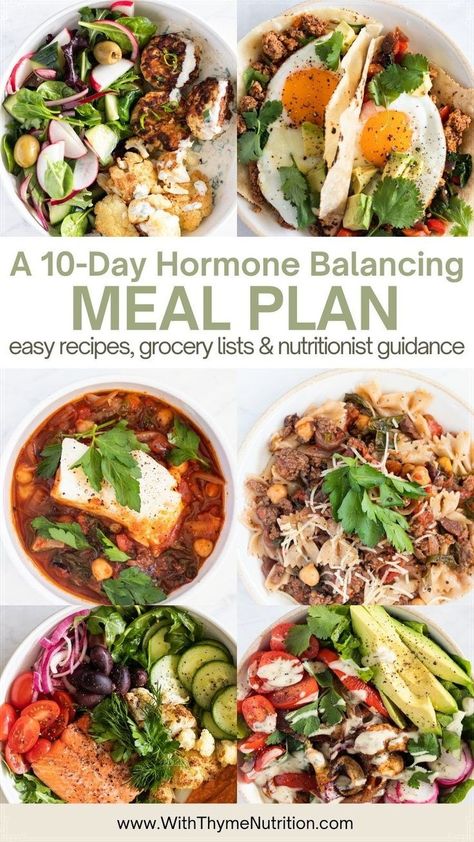 With the 10-Day Hormone Balancing Meal Plan learn how to incorporate whole foods into your meals so that you get more energy and set a solid foundation for life-long healthy eating habits. Hormone Balancing Meals, Food Meal Plan, Whole Foods Meal Plan, Get More Energy, Detox Meal Plan, Balanced Meal Plan, Balanced Diet Plan, Healthy Hormones, Blood Sugar Management