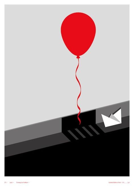 Do not know this movie, but my current standing with balloons means I will not be seeing it. Clever Posters of Classic Horror Films - My Modern Metropolis Poster Project, Film Posters Minimalist, Strategy Design, 타이포그래피 포스터 디자인, Modern Metropolis, Branding Strategy, Minimalist Movie Poster, Horror Posters, Minimal Movie Posters