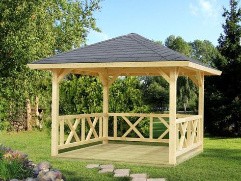 DIY Gazebo Kits For Sale | BZB Cabins Wooden Garden Gazebo, Small Gazebo, Gazebo Decorations, Diy Gazebo, Gazebo Roof, Gazebo Plans, Grill Gazebo, Backyard Canopy, Wooden Gazebo