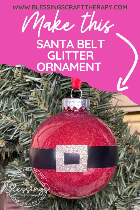 Santa Bulb Ornaments Diy, Santa Belt Ornament Diy, Santa Ornaments Diy, Santa Belt, Santa Glitter Ornaments, Santa Belt Ornament, Santa Light Bulb Ornaments Diy, Santa Ornaments Diy Glass Ball, Diy Santa Ornaments