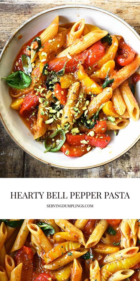 Hearty Bell Pepper Pasta Pasta With Sweet Peppers, Bell Pepper Tomato Pasta, Pasta And Peppers Recipe, Pasta With Peppers And Onions, Vegetable Pasta Sauce Recipes, Bell Pepper Pasta Sauce, Sweet Pepper Pasta, Pasta With Bell Peppers, Pasta Sauce Easy