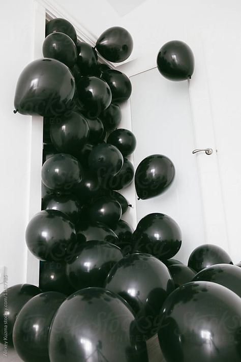 Stock photo of black balloons by AlexeyKuzma Black Ballons, House Of Balloons, Metallic Balloons, Black Balloons, Decoration Birthday, Aesthetic Japan, Halloween Wedding, Dark Photography, Black Party