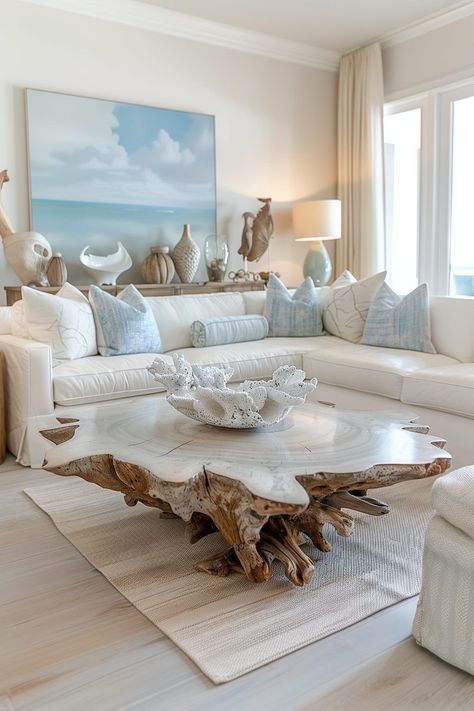 Modern Coastal Living Room Ideas, Coastal Living Rooms Ideas, Coastal Living Room Ideas, Modern Coastal Living Room, Nautical Interior, Beach Living Room, Beach House Living Room, Bed Apartment, Beach Finds