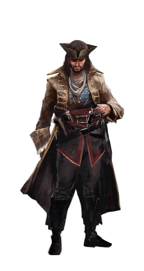 Assassin's Creed Pirates Dnd Pirate Art, Pirate Clothing, Pirate Illustration, Anime Pirate, Pirate Art, Space Pirate, Pirate Life, Dungeons And Dragons Characters, Fantasy Male