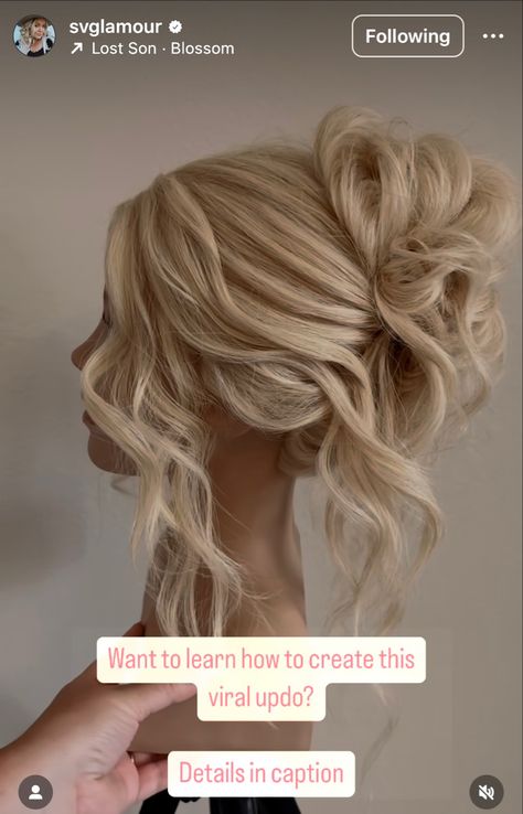 Hair Up Strapless Wedding Dress, Prom Updos Blonde Hair, Prom Hair For V Neck Dress, Low Romantic Updo, Wedding High Messy Bun, Hair Styles For One Strap Dress, Updo Strapless Dress Wedding, Prom Hair Updo Medium Length, Beachy Hairstyles Wedding