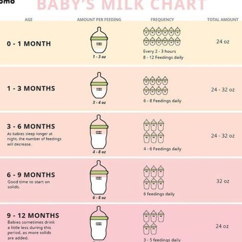 Feeding Info 🍼 ￼ ￼ ￼ Baby Milk Chart, Baby Feeding Timeline, Baby Chart, Baby Feeding Chart, Baby Food Chart, Baby Routine, Baby Feeding Schedule, Newborn Feeding, Baby Schedule