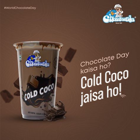 Now everyday can be a chocolate day with the sweet delight from Chhaswala. Cold Coco - your perfect companion for any evening! #Chhaswala #ChhaswalaOfficial #Chocolate #ChocolateDay #WorldChocolateDay #Chocolicious #ColdCoco #Probiotic #DairyProducts #HealthyProducts #QualityProducts #Dessert #GoodHealth #SummerCoolers #Beverage #India Cold Coco, Starting A Coffee Shop, Summer Coolers, Chocolate Day, Sweet Delights, The Sweet, Probiotics, Cocoa, Coffee Shop