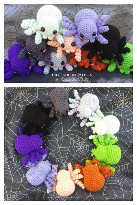 Amigurumi Spider, Crocheted Stuffed Animals, Crochet Halloween Patterns Free, No Sew Amigurumi, Spider Crochet, Crochet Project Free, Fall Crochet Patterns, Quick Crochet Patterns, Halloween Crochet Patterns