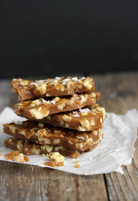 Salted Maple and Toasted Walnut Brittle - Seasons and Suppers Maple Cashew Brittle, Walnut Brittle, Buttercrunch Toffee, Walnut Dessert, Pistachio Brittle, Toffee Bark, Maple Recipes, Maple Syrup Recipes, Baguette Recipe