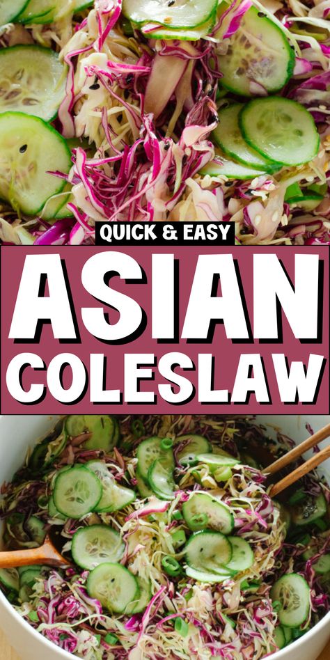 Enjoy the flavors of the best Asian coleslaw with our easy sesame dressing! This Asian coleslaw is perfect for tacos or as a side dish with its creamy texture and healthy, keto-friendly ingredients. Whether you're looking for a low carb option or a quick, vegan recipe, our Asian-inspired coleslaw with peanut dressing is sure to satisfy your cravings! Asian Coleslaw Salad, Asian Slaw Dressing, Asian Cabbage Slaw, Asian Coleslaw Recipe, Salad Options, Asian Slaw Recipe, Asian Cabbage Salad, Asian Cabbage, Asian Coleslaw