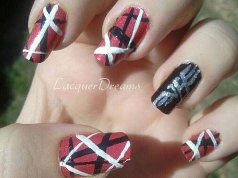 Van Halen nail art. Music Nail Art, Nails Music, Sally Hansen Xtreme Wear, Music Nails, Until Next Time, Kawaii Nails, Van Halen, Have A Good Day, Sally Hansen