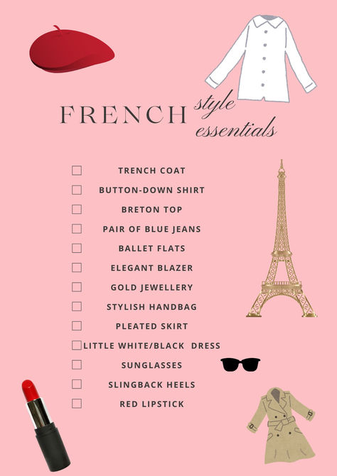 A checklist of essentials you need to add a touch of French elegance into your wardrobe. French Essentials, Girl Essentials, Breton Top, French Aesthetic, Style Essentials, Elegant Blazers, French Elegance, French Chic, Black White Dress