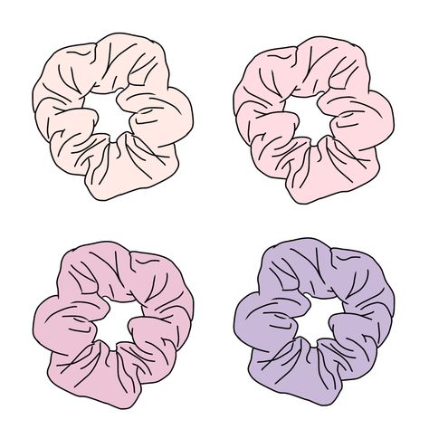 Scrunchie Drawing, Scrunchie Sketch, Realistic Scrunchie Drawing, Scrunchie Logo Ideas, Hair Accessories Drawing, Scrunchies Stickers, Scrunchies Aesthetic Packaging, Chic Band, Scrunchies Diy