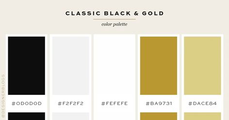 Classic Black & Gold Color Palette perfect for stylish website designs, invitations and logotypes Black And Gold Color Palette, Gold Color Palette, Business Theme, Black Color Palette, Gold Color Palettes, Color Pallete, Brand Color Palette, Blog Planner, Website Designs