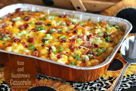 Ham and Hash Brown Casserole Loaded Chicken And Potato Casserole, Ham And Hashbrown Casserole, Chicken And Potato Casserole, Southern Style Kitchen, Loaded Chicken And Potatoes, Loaded Chicken, Brunch Bake, Chicken And Potato, Hash Brown Casserole