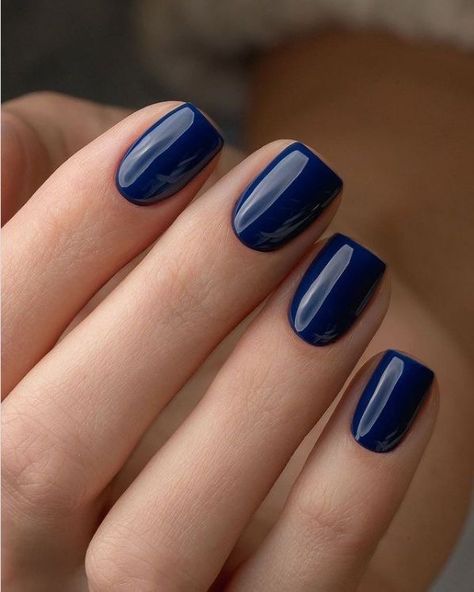 Blue Gel Nails, Navy Nails, Navy Blue Nails, Simple Gel Nails, Casual Nails, Pretty Gel Nails, Short Acrylic Nails Designs, Nail Art Ideas, Fabulous Nails