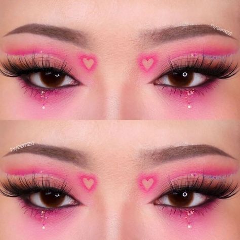 Vampire Bride, Pink Eye Makeup, Cute Eye Makeup, Makeup Face Charts, Rave Makeup, Barbie Makeup, Ethereal Makeup, Dope Makeup, Colorful Eye Makeup