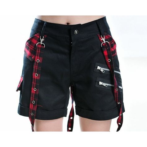 Blooms Punk Gothic Women Plaid Buckle Zipper Shorts ($40) ❤ liked on Polyvore featuring shorts, tartan shorts, plaid shorts, punk rock shorts, zipper shorts and buckle shorts Gothic Women, Punk Women, Alt Clothes, Zipper Shorts, Punk Outfits, Swaggy Outfits, Alternative Outfits, Edgy Outfits, Dream Clothes