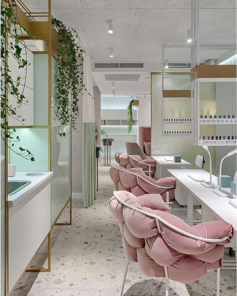 🌸💝💅🏾 Salon Interior Design Ideas, Simple Cafe, Beauty Salon Interior Design, Nail Salon Interior Design, Nail Salon Interior, Hair Salon Interior, Interior Design Pictures, Interior Design Books, Nail Salon Decor