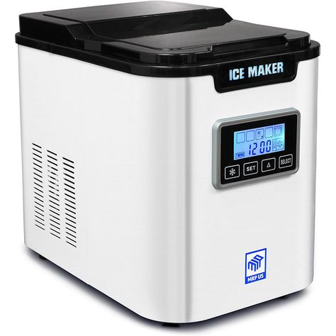 MRP US Portable Ice Maker IC703 With 3 Selectable Cube Size and Timer(White) for Home, Offices, Schools  #Appliances Large Ice Bucket, Crushed Ice Maker, Sonic Ice, Old Fashioned Ice Cream, Modern Chic Design, Ice Cream Maker Recipes, Nugget Ice Maker, Ice Makers, Portable Ice Maker