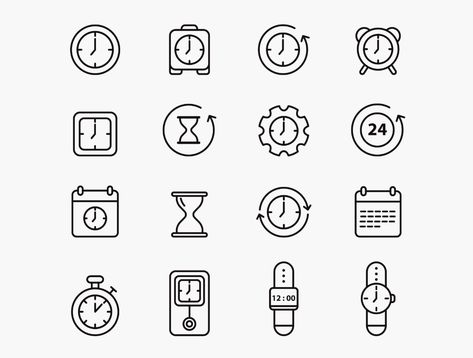 symbol, icon, vector, date, time, calendar, clock, sign, set, web, business, design, graphic, timer, illustration, watch, interface, flat, collection, isolated, element, day, pictogram, simple, alarm, event, deadline, stopwatch, outline, icons, concept, hour, hourglass, information, location, speed, measurement, gear, line, sand, minute, website, fast, button, office, white, 24, reminder, circle, second Simple Clock Tattoo, Timer Illustration, Time Symbol, Tattoo Chart, Watch Icon, Time Vector, Travel Symbols, Hand Watches, Calendar Clock