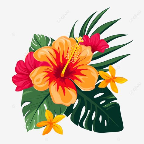 tropical flower Tropical Flowers Illustration, Sticker Clipart, Flower Tropical, Floral Vector, Flowers Illustration, Calendar Planner, Fashion Illustration Dresses, Tropical Flower, Hawaiian Style