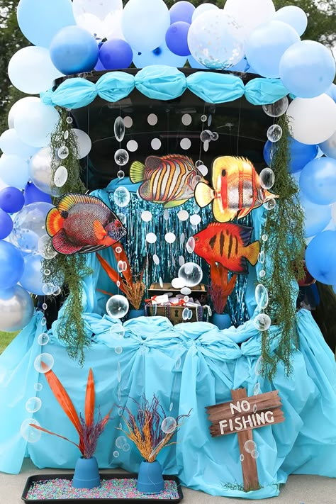 Confetti Fix - Trunk Or Treat Ideas For Cars Ocean Theme, Beach Trunk Or Treat Ideas For Cars, Trunk Or Treat Ideas Under The Sea, Fisher Of Men Trunk Or Treat, Scuba Vbs Trunk Or Treat, Beach Theme Trunk Or Treat, Ocean Themed Trunk Or Treat, Trunk Or Treat Ocean Theme, Diy Ocean Costume