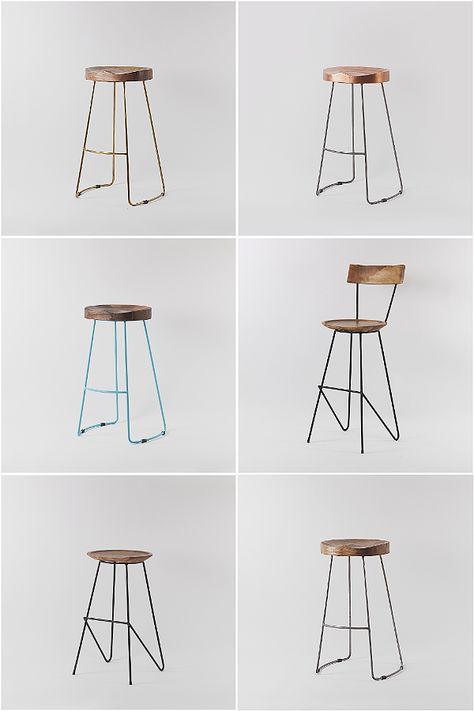 Wood And Metal Bar, Copper Bar Stools, Industrial Style Bar, Modern Bedroom Wardrobe, Concrete Stool, Bedroom Cupboard, Dining Room Table Chairs, Kursi Bar, Furniture Design Chair