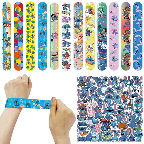 PRICES MAY VARY. Package Includes: You will get 48pcs stitch slap bracelets ( 12 styles, 4pcs of each ) and 50pcs stickers, enough for kids birthday party supplies. Material and Size: Stitch slap bracelets are made of high quality PVC material, sturdy, no odor, reusable, smooth surface and safe to use. Each stitch slap bracelet size approx. 8.6 x 1 inches, suitable for most kids and adults wrist. Stitch Party Favor Set: Slap bracelets and stickers are adopts various cute character patterns, full Stitch Party Favors, Stitch Theme Party, Stickers For Boys, Stitch Party, Slap Bracelets, 10th Birthday Parties, Kids Gift Guide, Movie Party, 10th Birthday