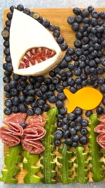 Under The Sea Cheese Board, Octopus Charcuterie Board, Ocean Theme Appetizers, Fishing Charcuterie Board, Shark Week Appetizers, Shark Week Charcuterie Board, Sharkutery Board Shark, Ocean Themed Charcuterie Board, Beach Themed Charcuterie Board