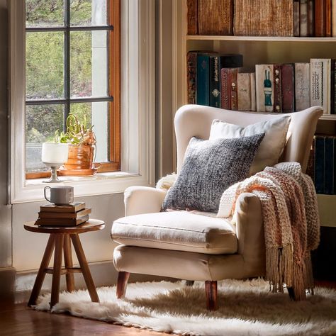 Best Reading Chair for Cozy Corners: The Ultimate Guide Reading Chair By Fireplace, Chair In Bedroom Corner Cozy, Reading Rooms Cozy, Reading Chair Bedroom Cozy Corner, Reading Chair Corner Small Spaces, Reading Chair Aesthetic, Cozy Chairs For Reading, Cozy Corner Bedroom, Cozy Chair Bedroom