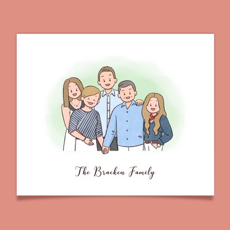 Family Drawing Illustration, Illustrated Family Portrait, Cool Cartoon Drawings, Family Portrait Drawing, Three Characters, Wedding Drawing, Family Drawing, Portrait Cartoon, Family Cartoon