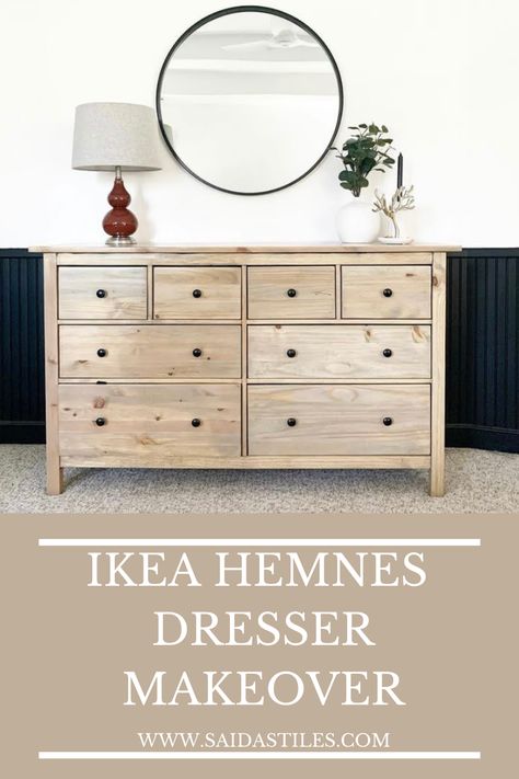 Ikea Dresser Makeover, Stained Dresser, Ikea Dresser Hack, Ikea Hemnes Dresser, Hemnes Dresser, Ikea Dresser, Furniture Flip, Ikea Furniture Hacks, Ikea Hemnes