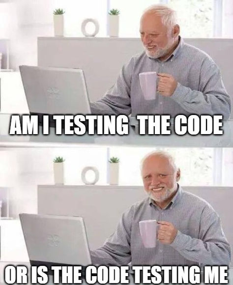 Coding Am I Testing The Code Or Is The Code Testing Me. Programming Meme #coding #programming #code #coding #developer #meme #programmer #python #sql #ai #artificialintelligence #ml #machinelearning #software #tech #science #engineering Programming Humor Meme, Tech Memes Humor, Cs Memes Funny, Funny Programming Jokes, Software Qa Meme, Programming Python Meme, Coding Programming Memes, Computer Science Meme, Programming Memes Funny