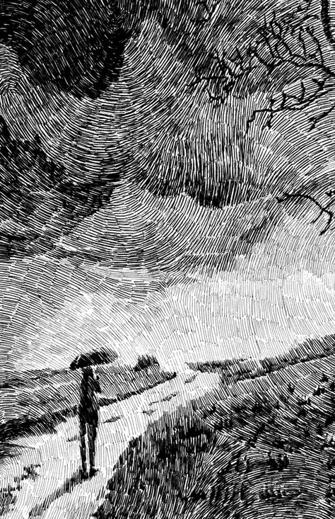 Stylo Art, Rain Illustration, Ink Drawing Techniques, Drawing Eyes, Drawing Hair, White Drawing, Ink Drawings, Arte Sketchbook, Amazing Drawings