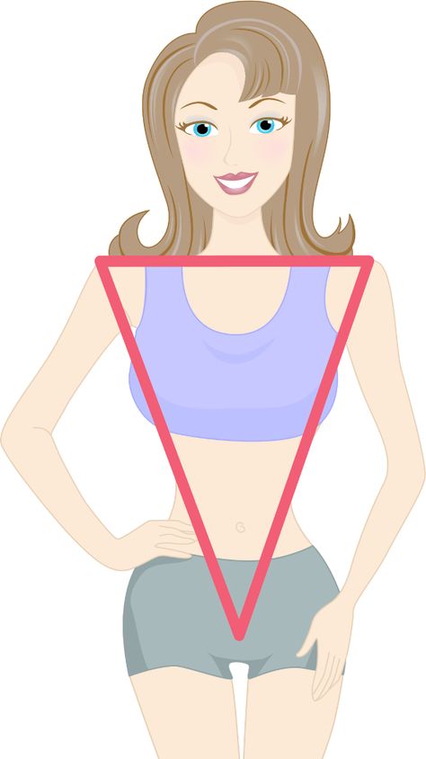 If your body resembles an inverted-triangle it means you have broad shoulders, narrow hips, an undefined waist and a large bust in proportion to the rest of your body. You kind of always look like ... Larger Bust Outfits, Inverted Triangle Body Type, Dresses For Broad Shoulders, V Shape Body, Inverted Triangle Fashion, Triangle Body Shape Outfits, Inverted Triangle Outfits, Dress Body Type, Inverted Triangle Body Shape