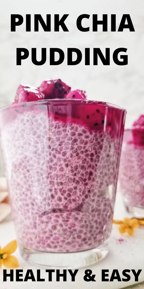 Pitaya Chia Pudding, Fruit Chia Pudding, Fruit Pudding Recipes, Chia Seed Parfait, Pudding Parfait Recipes, Chia Pudding Recipes Healthy, Pink Pitaya, Chia Pudding Recipe, Fruit Pudding